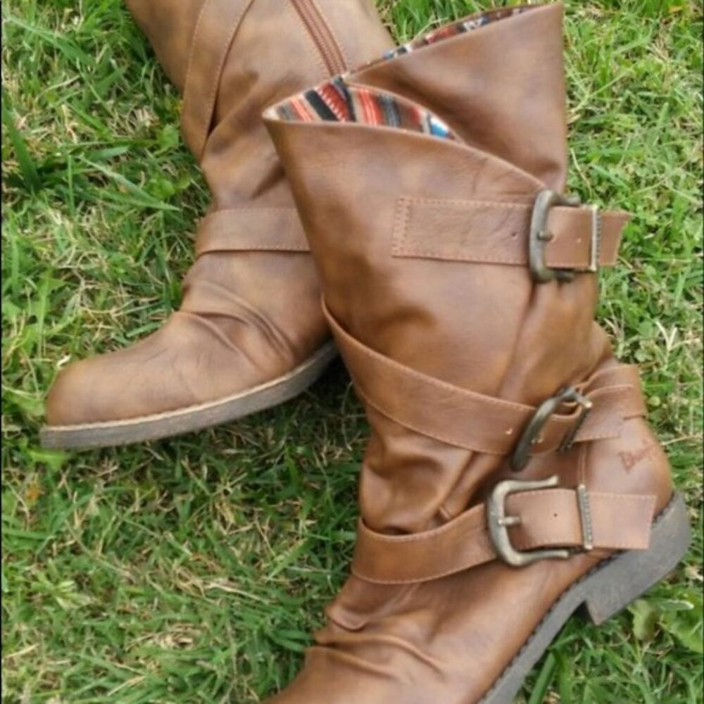 Blowfish Brown Belt Ankle Mid Calf Boots 10